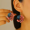 Acrylic Bow Earrings With Baking Paint American Flag Design For Women