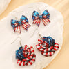 Acrylic Bow Earrings With Baking Paint American Flag Design For Women