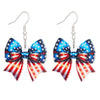 Acrylic Bow Earrings With Baking Paint American Flag Design For Women