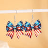 Acrylic Bow Earrings With Baking Paint American Flag Design For Women