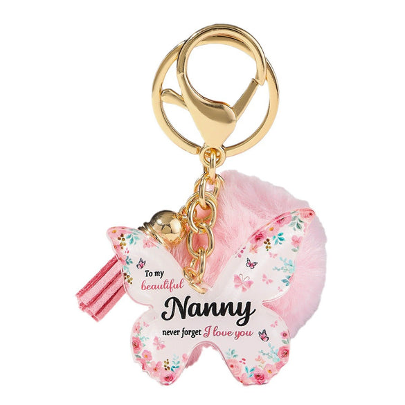 Acrylic Butterfly Floral Keychain With Plush Pompom And Tassel Fashion Festival Element