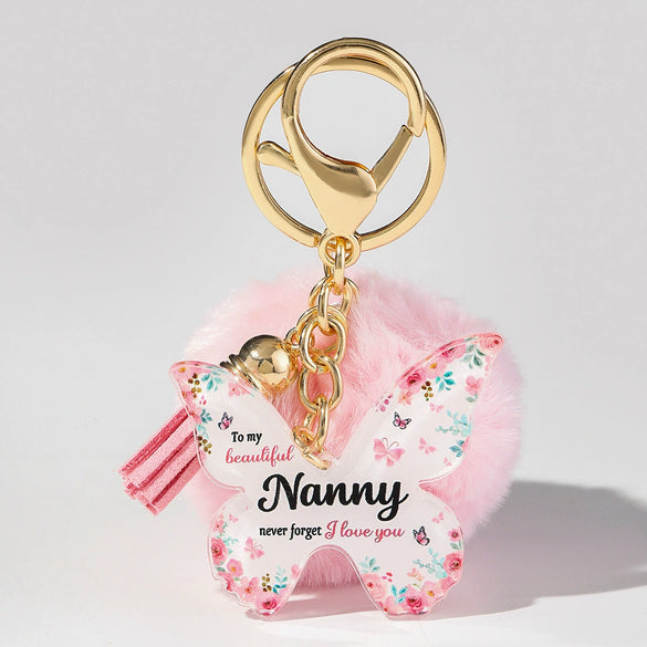 Acrylic Butterfly Floral Keychain With Plush Pompom And Tassel Fashion Festival Element