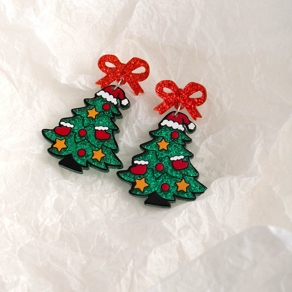 Acrylic Butterfly Tassel Geometric Earrings With Polish Finish Cartoon Style