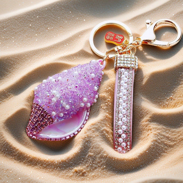 Acrylic Candycolored Shell Conch Car Keychain Women's Bag Pendant Key Ring