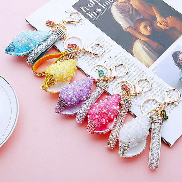 Acrylic Candycolored Shell Conch Car Keychain Women's Bag Pendant Key Ring