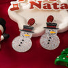 Acrylic Cartoon Christmas Snowman Earrings For Women With Electroplating Design