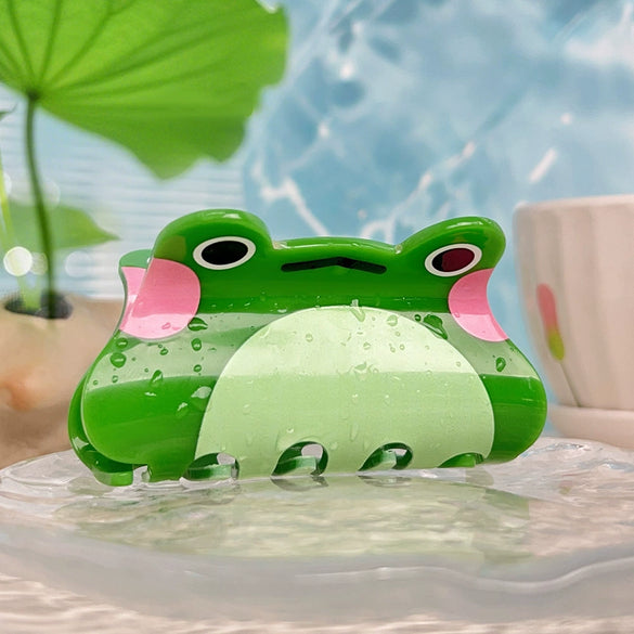 Acrylic Cartoon Frog And Shark Pony Tail Clips With Baking Paint For Women