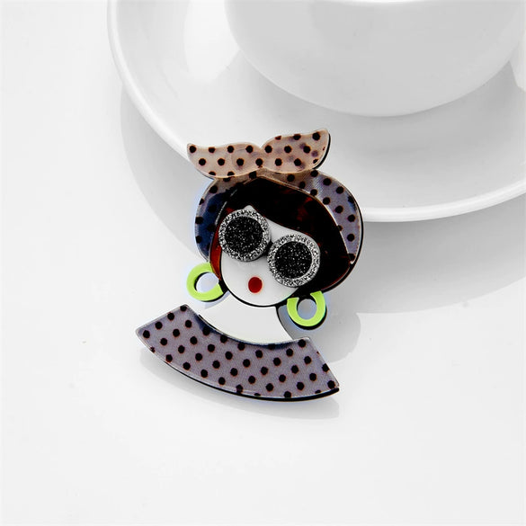 Acrylic Cartoon Simulation Figure Allmatch Fashion Decorative Brooch For Women With Printing