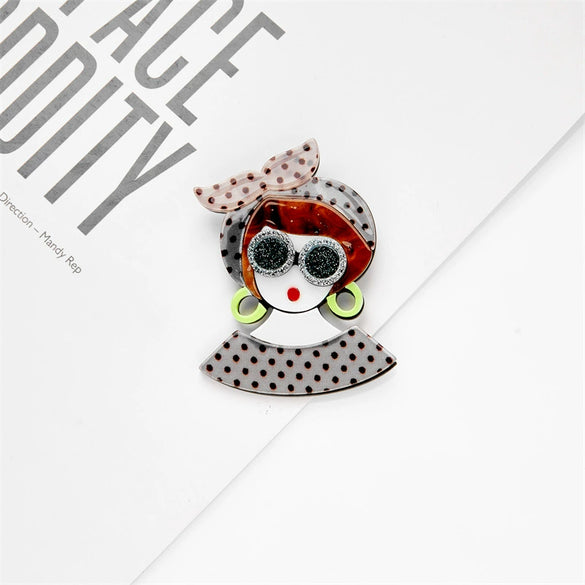 Acrylic Cartoon Simulation Figure Allmatch Fashion Decorative Brooch For Women With Printing