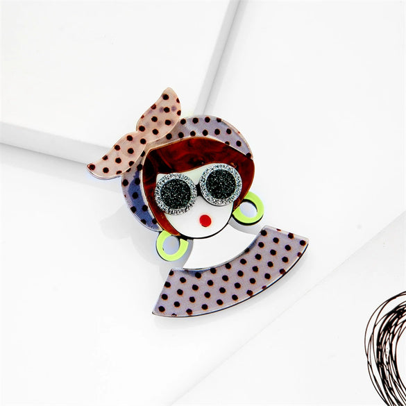 Acrylic Cartoon Simulation Figure Allmatch Fashion Decorative Brooch For Women With Printing