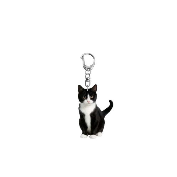 Acrylic Cat Keychain With D Shaped Buckle And 2D Flat Double Sided Printing