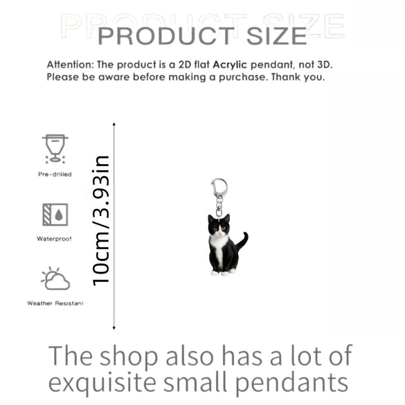 Acrylic Cat Keychain With D Shaped Buckle And 2D Flat Double Sided Printing