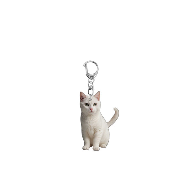 Acrylic Cat Keychain With D Shaped Buckle And 2D Flat Double Sided Printing