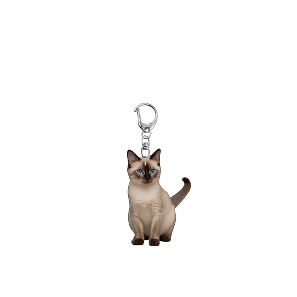 Acrylic Cat Keychain With D Shaped Buckle And 2D Flat Double Sided Printing