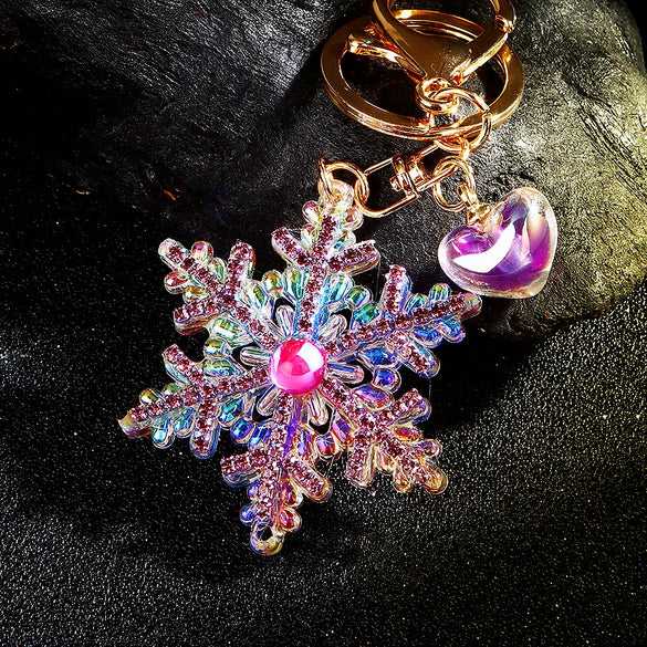 Acrylic Christmas Snowflake Pendant Keychain Cute Style Decoration Gift