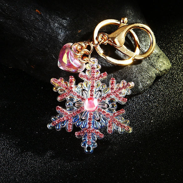 Acrylic Christmas Snowflake Pendant Keychain Cute Style Decoration Gift