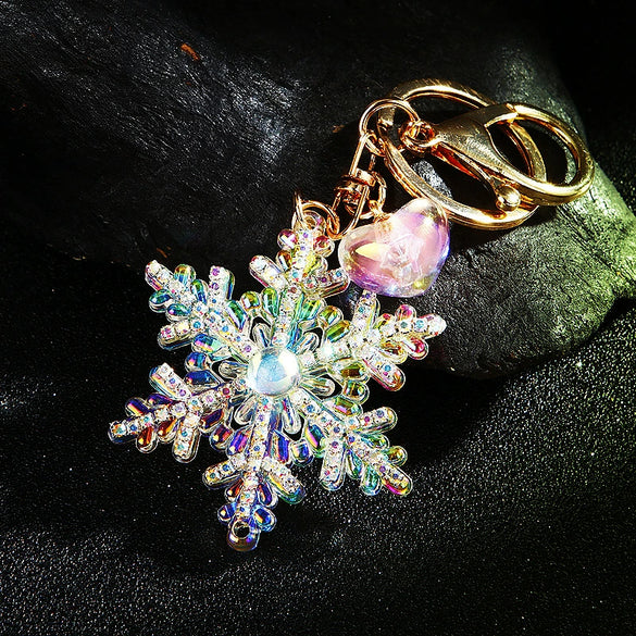 Acrylic Christmas Snowflake Pendant Keychain Cute Style Decoration Gift