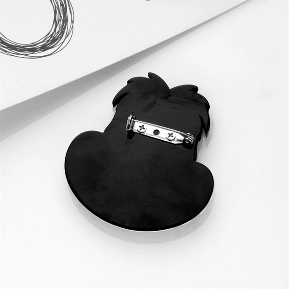 Acrylic Clothing Brooch With Cartoon Characters Black And White Wave Dot Printing