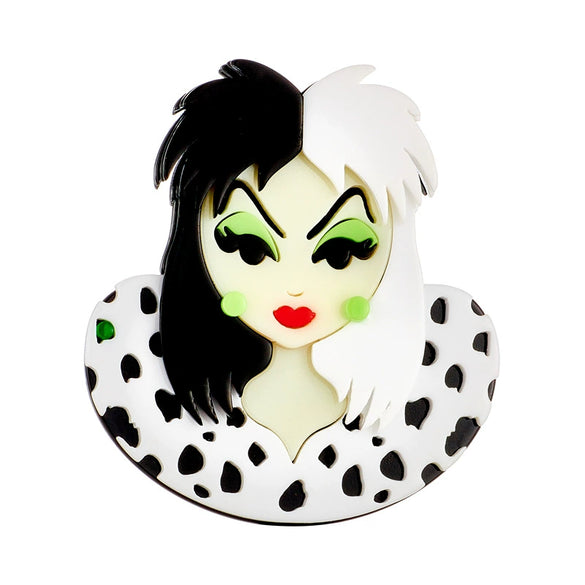 Acrylic Clothing Brooch With Cartoon Characters Black And White Wave Dot Printing