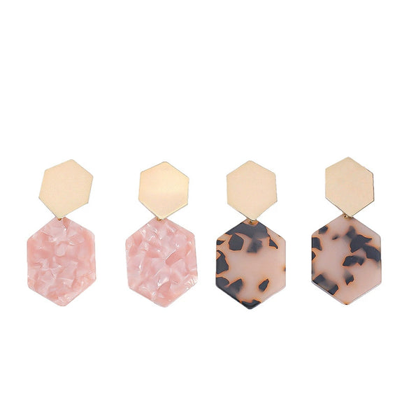 Acrylic Color Block Geometric Hoop Earrings Elegant Versatile Statement Jewelry For Women