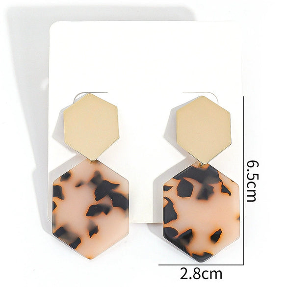 Acrylic Color Block Geometric Hoop Earrings Elegant Versatile Statement Jewelry For Women