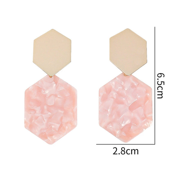 Acrylic Color Block Geometric Hoop Earrings Elegant Versatile Statement Jewelry For Women