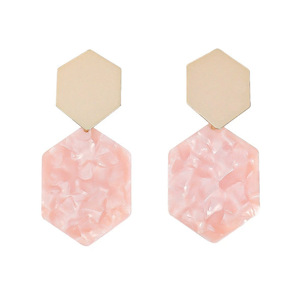 Acrylic Color Block Geometric Hoop Earrings Elegant Versatile Statement Jewelry For Women