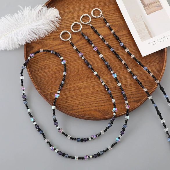 Acrylic Crystal Square Beaded Handmade Crossbody Chain Bag And Mobile Phone Lanyard Accessories