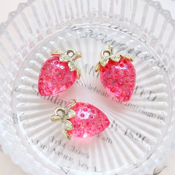 Acrylic Crystal Transparent Strawberry Jewelry Accessories Material For Diy Handmade Bracelet Necklace Earring With Dripping Glue Treatment