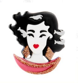Acrylic Decorative Brooch With Clouds Rainbow Water Drops Sun Simulation Printing For Women
