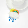 Acrylic Decorative Brooch With Clouds Rainbow Water Drops Sun Simulation Printing For Women