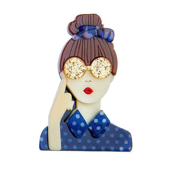 Acrylic Decorative Brooch With Clouds Rainbow Water Drops Sun Simulation Printing For Women