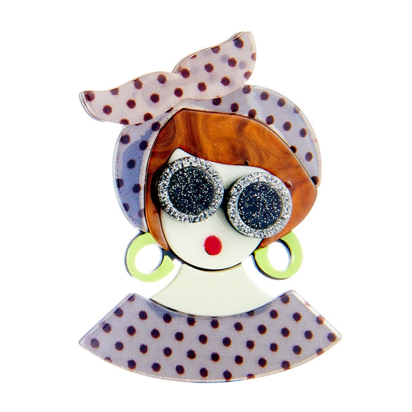 Acrylic Decorative Brooch With Clouds Rainbow Water Drops Sun Simulation Printing For Women