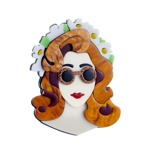 Acrylic Decorative Brooch With Clouds Rainbow Water Drops Sun Simulation Printing For Women