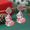 Acrylic Doublesided Earrings With Christmas Creative Santa Claus Snowman Kitten Snowflake And Flower Printing