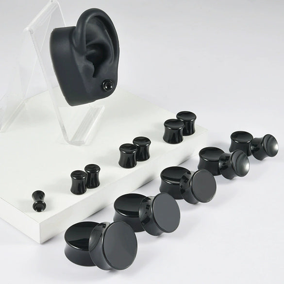 Acrylic Ear Expander With Geometric Style And Smoke Pattern