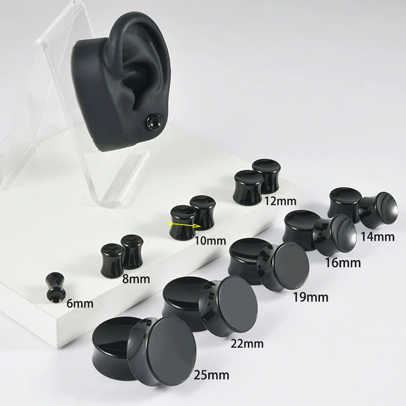 Acrylic Ear Expander With Geometric Style And Smoke Pattern