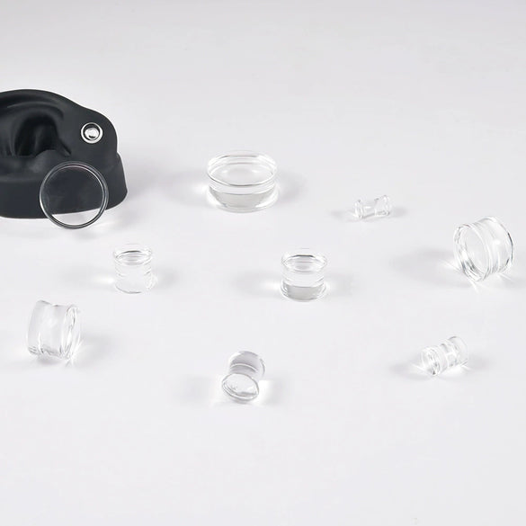 Acrylic Ear Expander With Geometric Style And Smoke Pattern