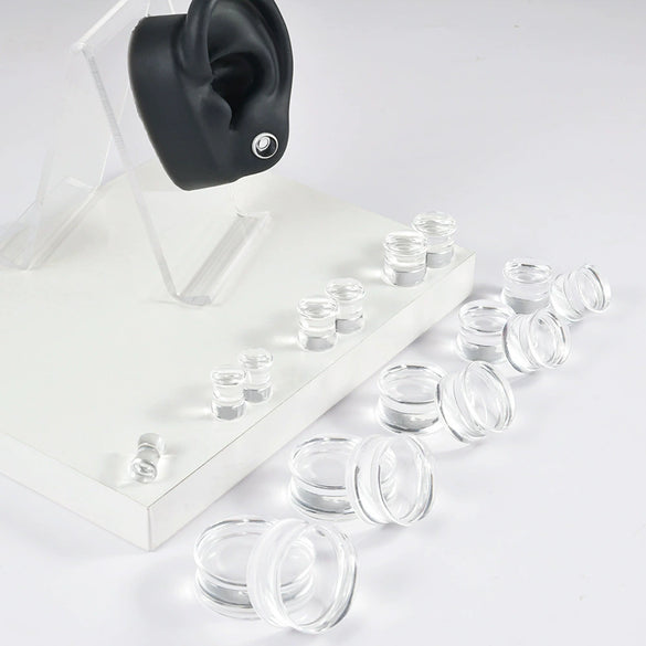 Acrylic Ear Expander With Geometric Style And Smoke Pattern
