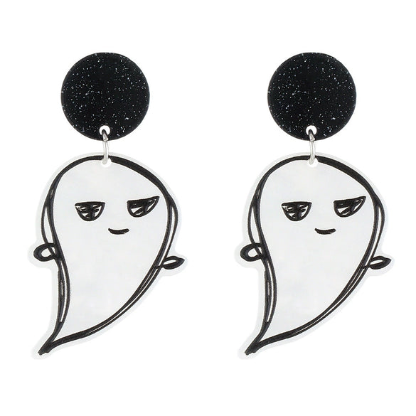 Acrylic Elegant Halloween Spider Ghost Pumpkin Cat Castle Earrings For Women