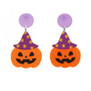 Acrylic Elegant Halloween Spider Ghost Pumpkin Cat Castle Earrings For Women