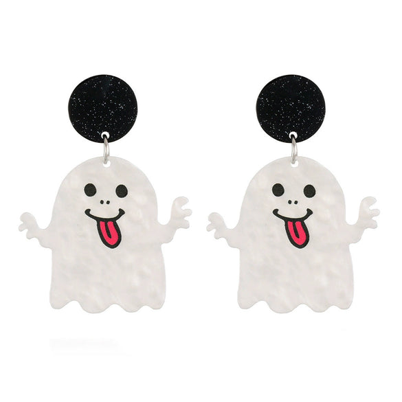 Acrylic Elegant Halloween Spider Ghost Pumpkin Cat Castle Earrings For Women