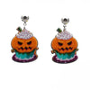 Acrylic Elegant Halloween Spider Ghost Pumpkin Cat Castle Earrings For Women