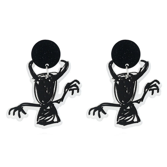 Acrylic Elegant Halloween Spider Ghost Pumpkin Cat Castle Earrings For Women