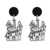 Acrylic Elegant Halloween Spider Ghost Pumpkin Cat Castle Earrings For Women