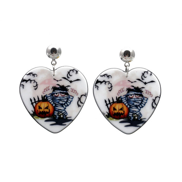Acrylic Elegant Halloween Spider Ghost Pumpkin Cat Castle Earrings For Women