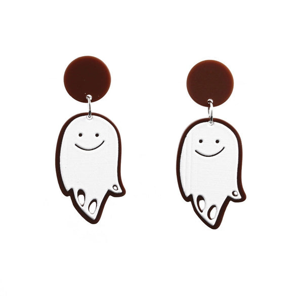 Acrylic Elegant Halloween Spider Ghost Pumpkin Cat Castle Earrings For Women