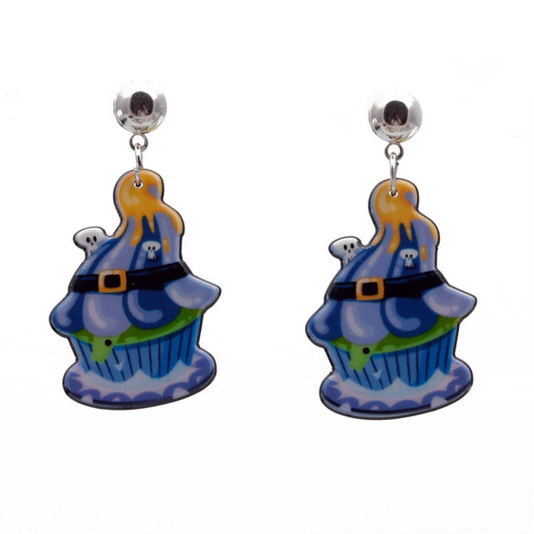 Acrylic Elegant Halloween Spider Ghost Pumpkin Cat Castle Earrings For Women