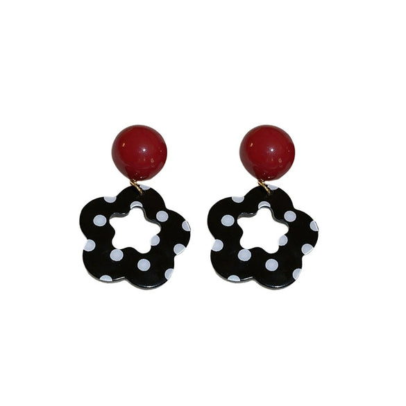 Acrylic Fivepointed Star Flower Pendant Earrings Handmade For Women