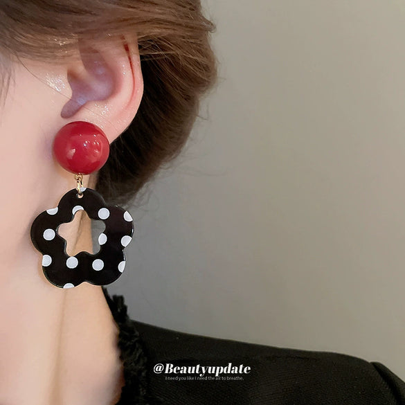 Acrylic Fivepointed Star Flower Pendant Earrings Handmade For Women